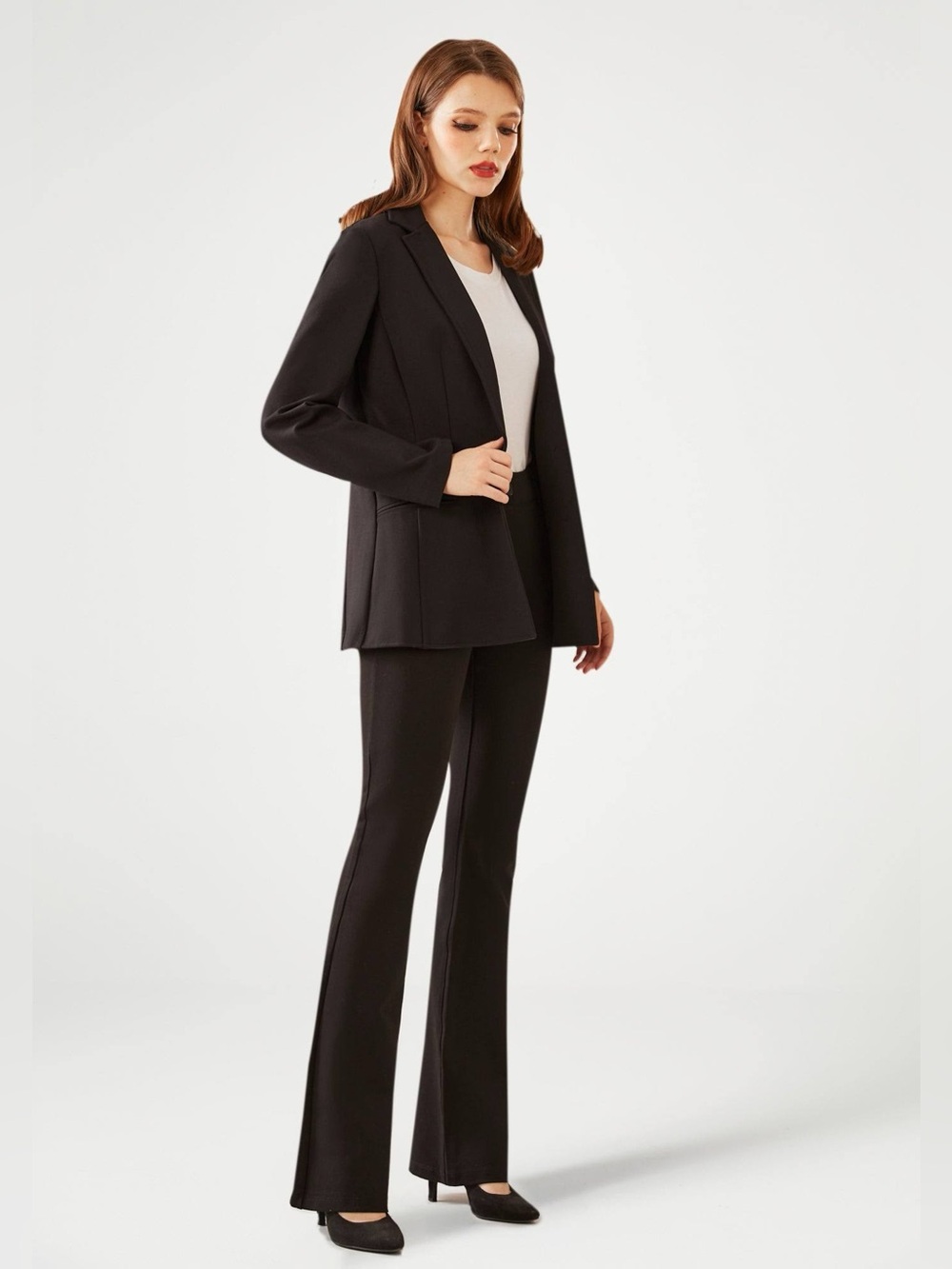 Betabrand Boot-Cut Classic Dress Pant Yoga Pants in Black - Size XL (Petite)